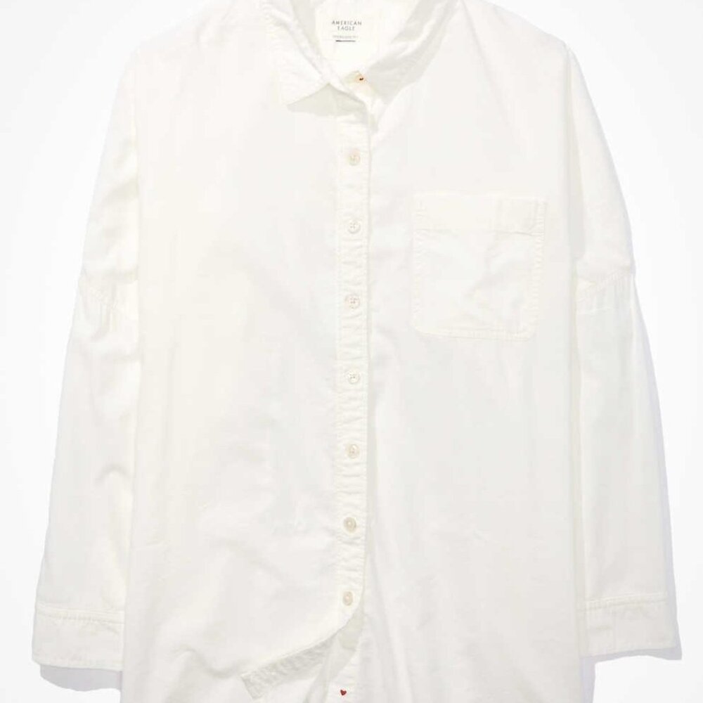 American Eagle Go Big Oversized Cotton Long Sleeve Shirt/Blouse Dress XS-S - Picture 6 of 16